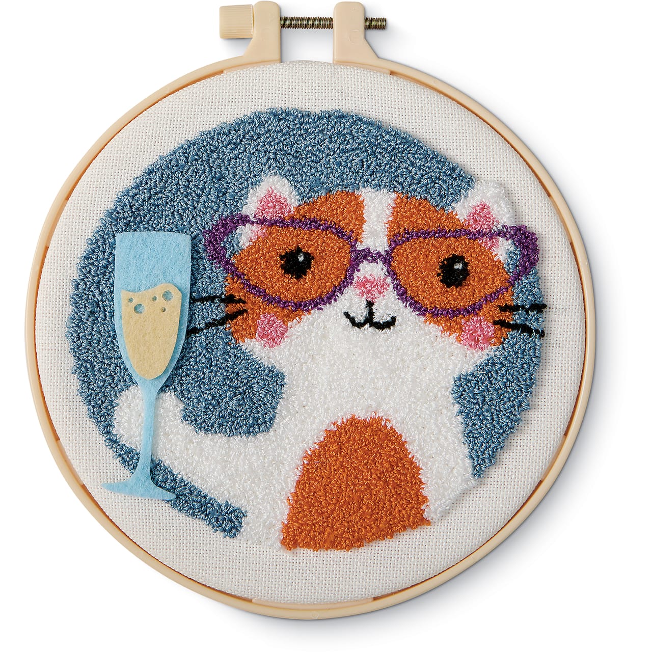 6" Cat with Bubbly Punch Needle Kit with Hoop by Loops & Threads®